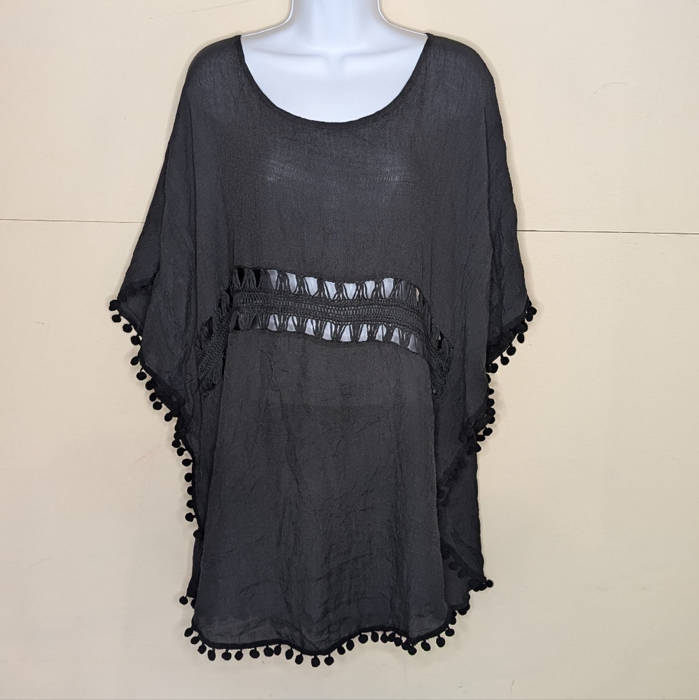 NWT AIMAGE Swim Suit Coverup Poncho Black